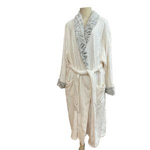 WOMEN'S WHITE   FLEECE PLUSH SUPER SOFT WARM BATHROBE ROBE GOWN  SIZE S-M #1425